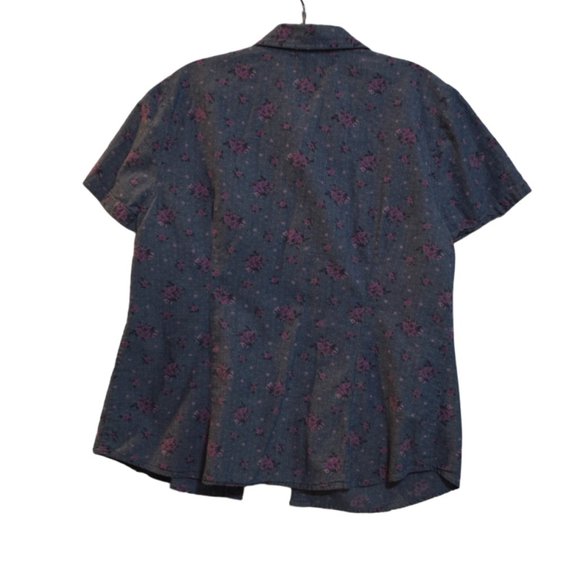 FADED GLORY (1972)qaulity Goods Button Shirt Short Sleeves Floral Shirt L(12-14) - Picture 4 of 6